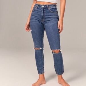 Abercrombie & Fitch Blue Ripped Ankle Jeans